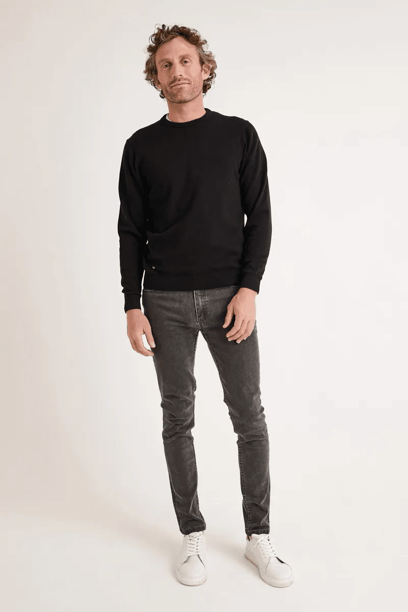 SWEATER HOMBRE ALGODÓN SLIM LISO PHELPS NEGRO V6000N0094