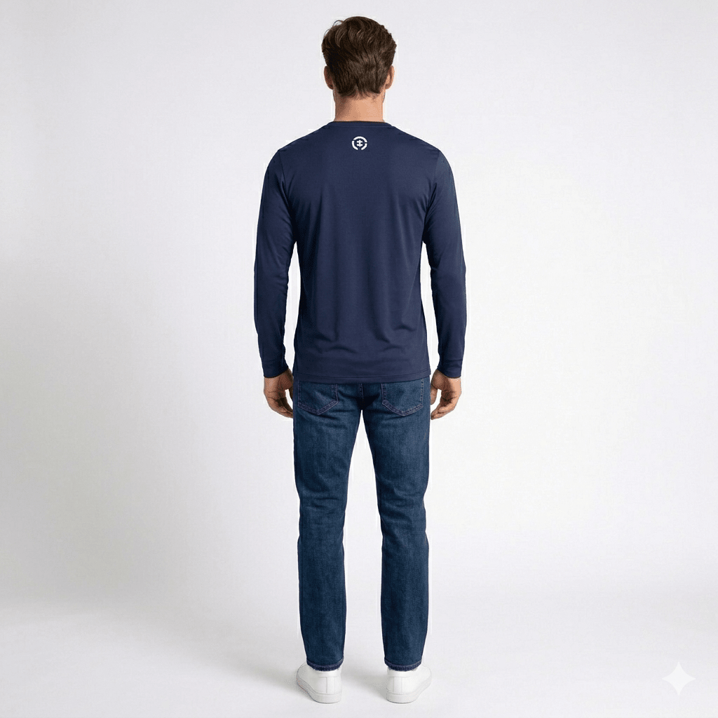 POLERA MANGA LARGA ESTAMPADA AZUL MARINO - TENIS I6000N0792