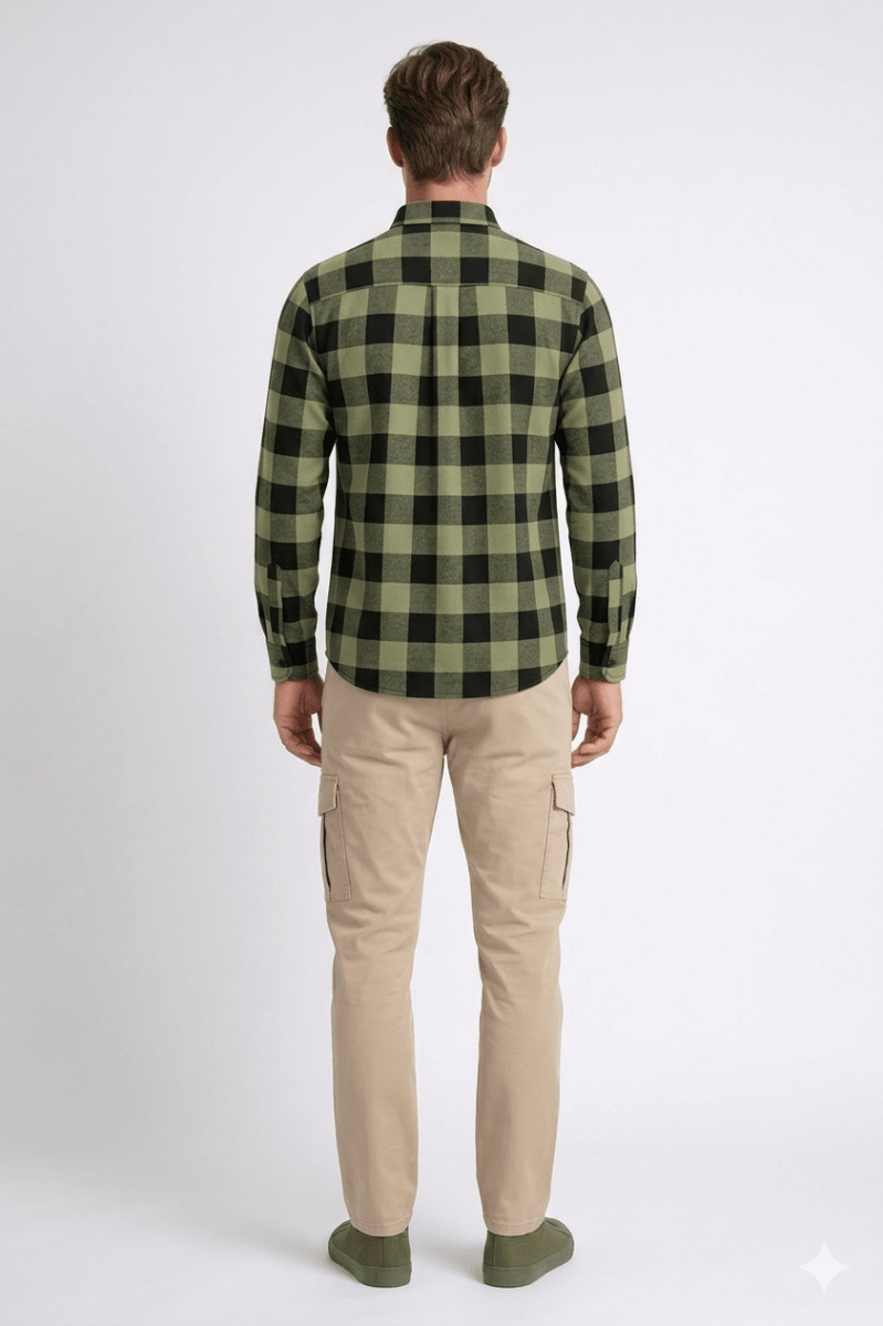 CAMISA MANGA LARGA LEÑADORA VERDE OLIVA I6000N0132