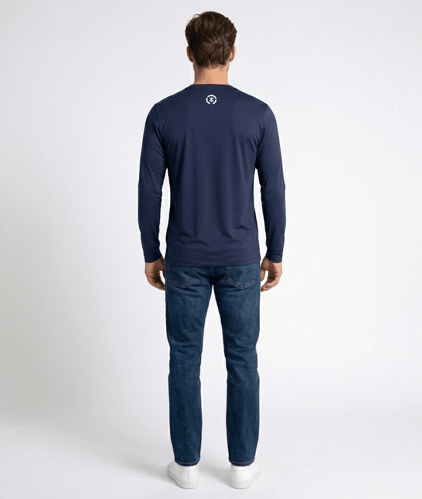 POLERA MANGA LARGA ESTAMPADA AZUL MARINO - TENIS I6000N0792