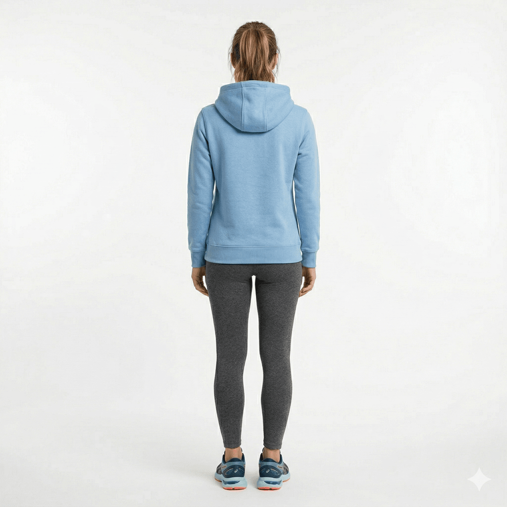 POLERON CON CAPUCHA BICOLOR MUJER CELESTE LI003N0702