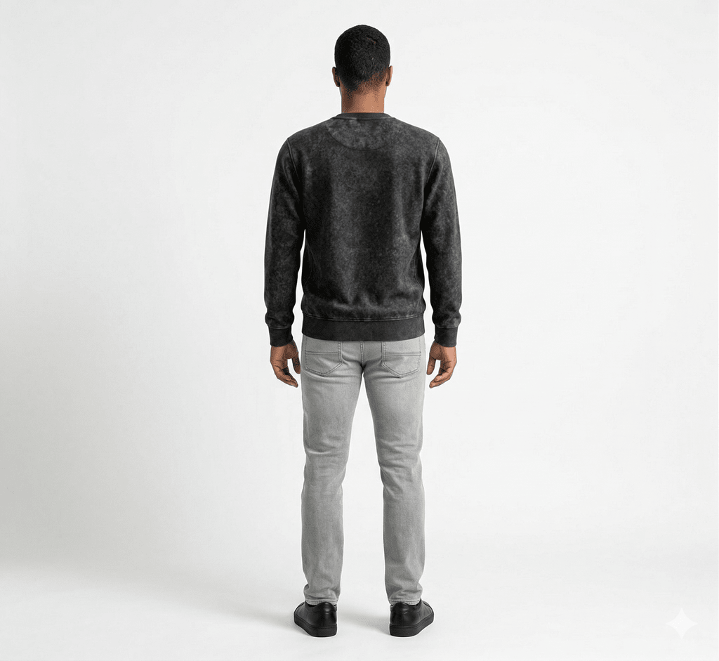 POLERON ACID WASH HOMBRE NEGRO I6000N0092