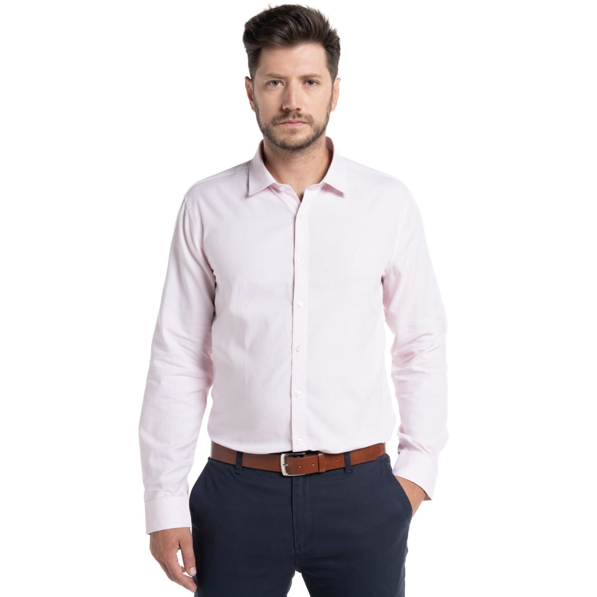 CAMISA JACQUARD PARA HOMBRE ROSADO I5020N5501