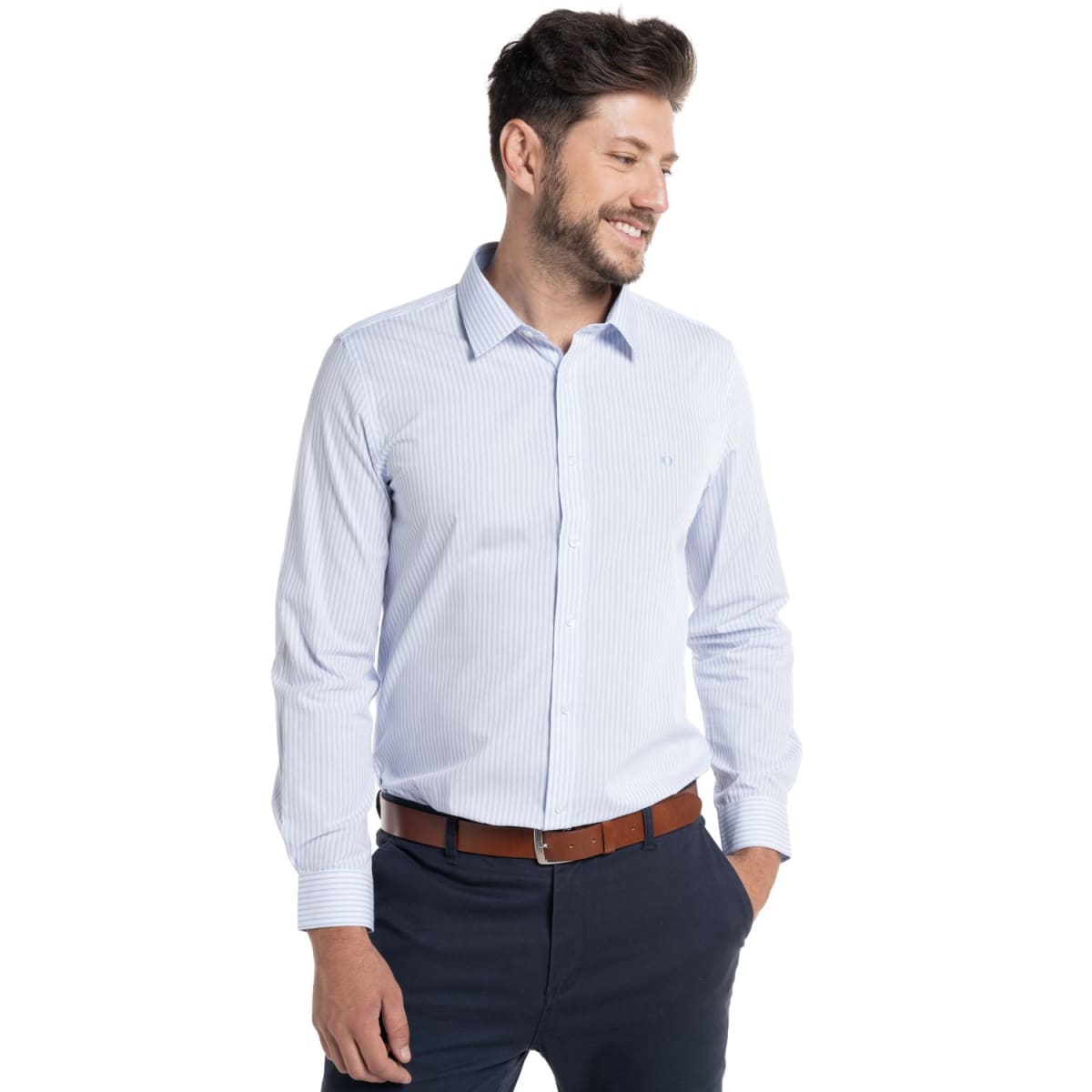 CAMISA LISTADA PARA HOMBRE CELESTE I5052N5701