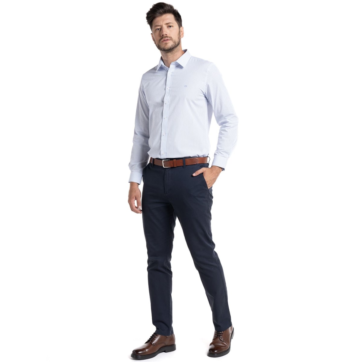 CAMISA LISTADA PARA HOMBRE CELESTE I5052N5704