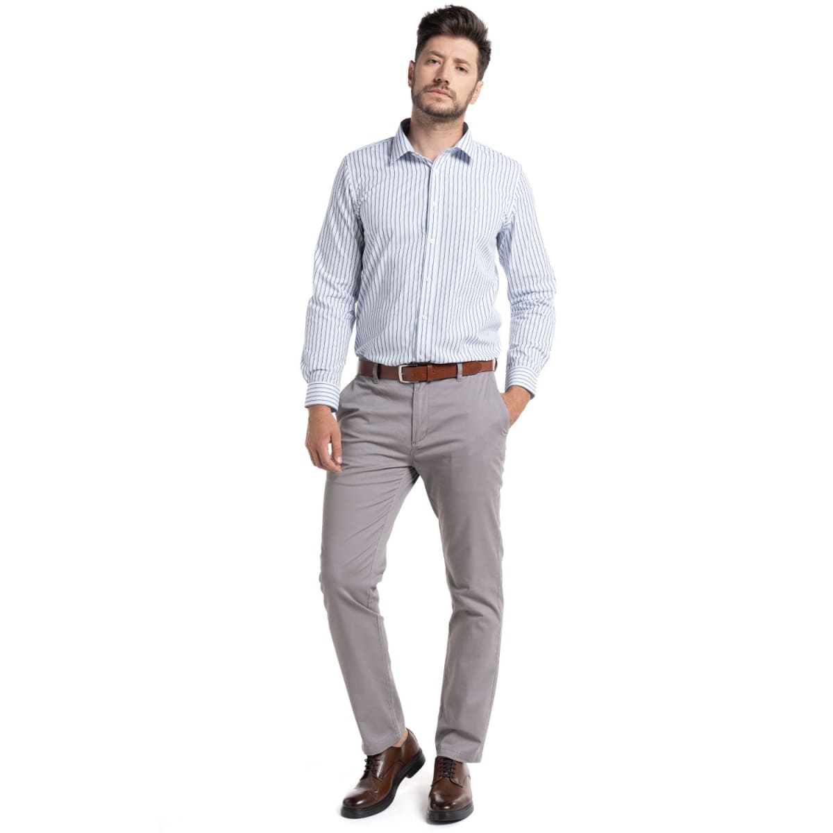 CAMISA LISTADA PARA HOMBRE CELESTE I5052N5724