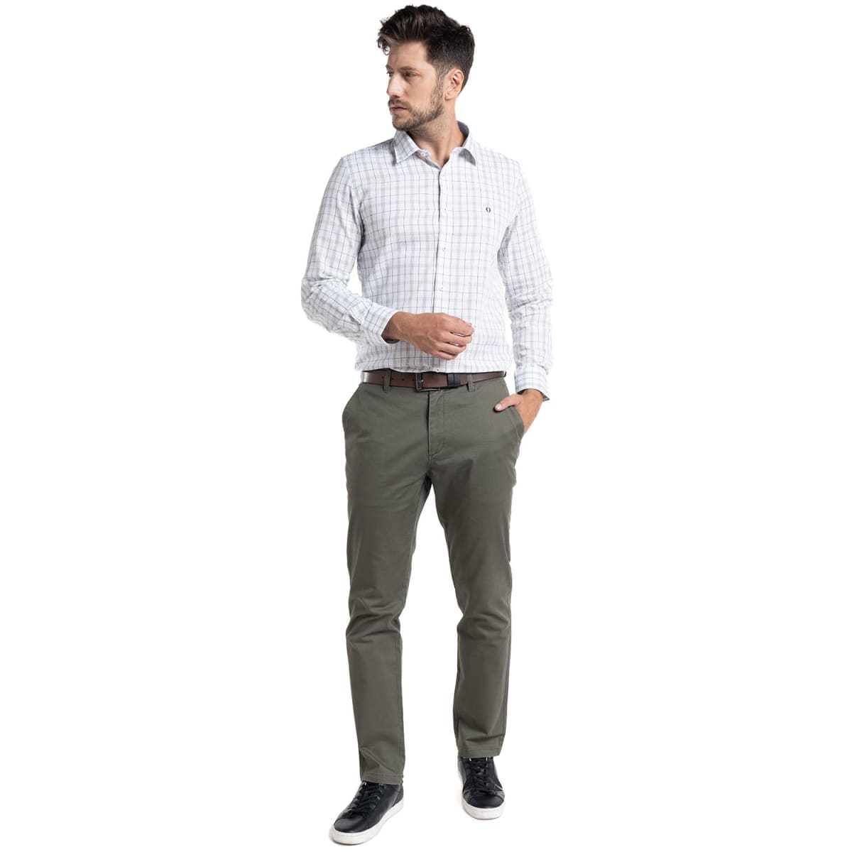 CAMISA A CUADROS PARA HOMBRE BLANCO I5053N5014