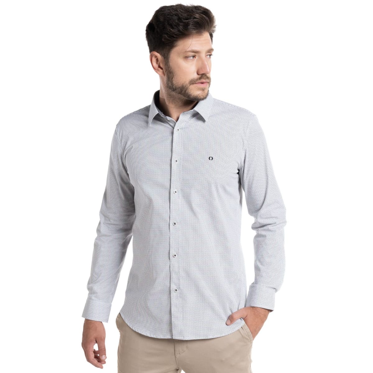 CAMISA TREVIRA ESTAMPADA PARA HOMBRE GRIS CLARO I5352N5021