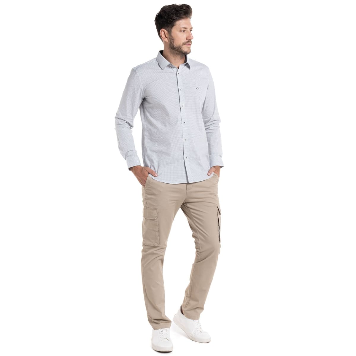 CAMISA TREVIRA ESTAMPADA PARA HOMBRE GRIS CLARO I5352N5024