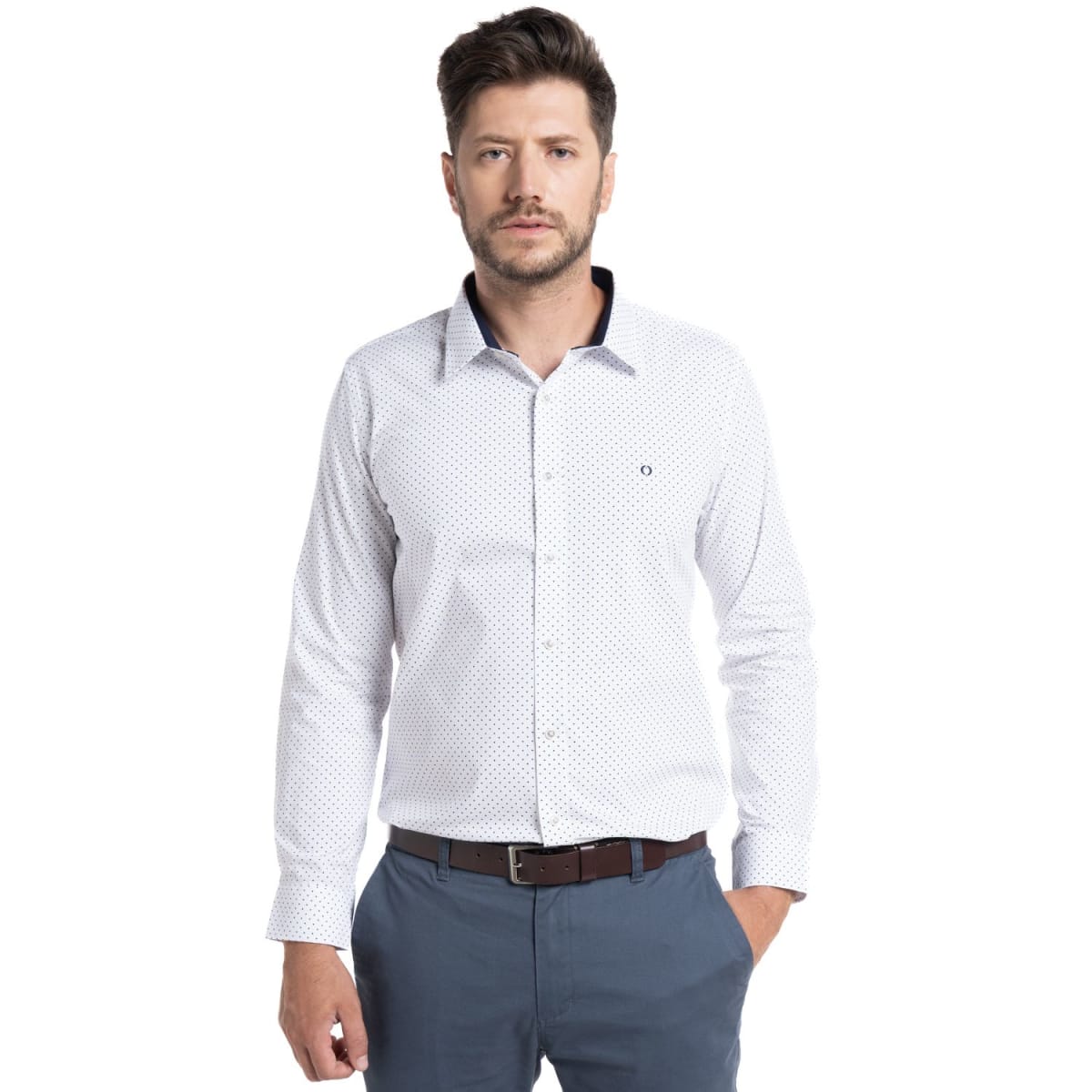 CAMISA TREVIRA ESTAMPADA PARA HOMBRE AZUL PIEDRA I5352N5691
