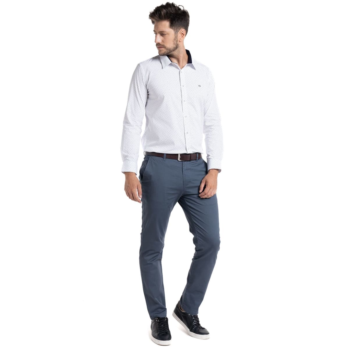 CAMISA TREVIRA ESTAMPADA PARA HOMBRE AZUL PIEDRA I5352N5694