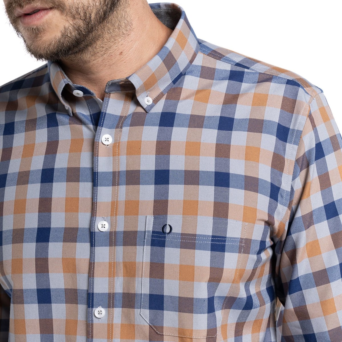 CAMISA OXFORD CUADROS PARA HOMBRE CAFÉ I5404N5383