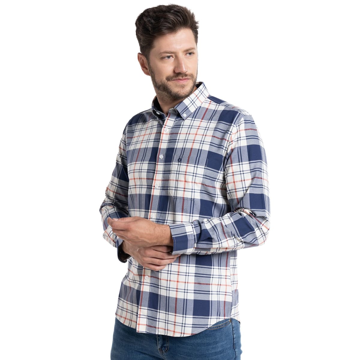 CAMISA OXFORD CUADROS PARA HOMBRE AZUL FRANCIA I5404N5751