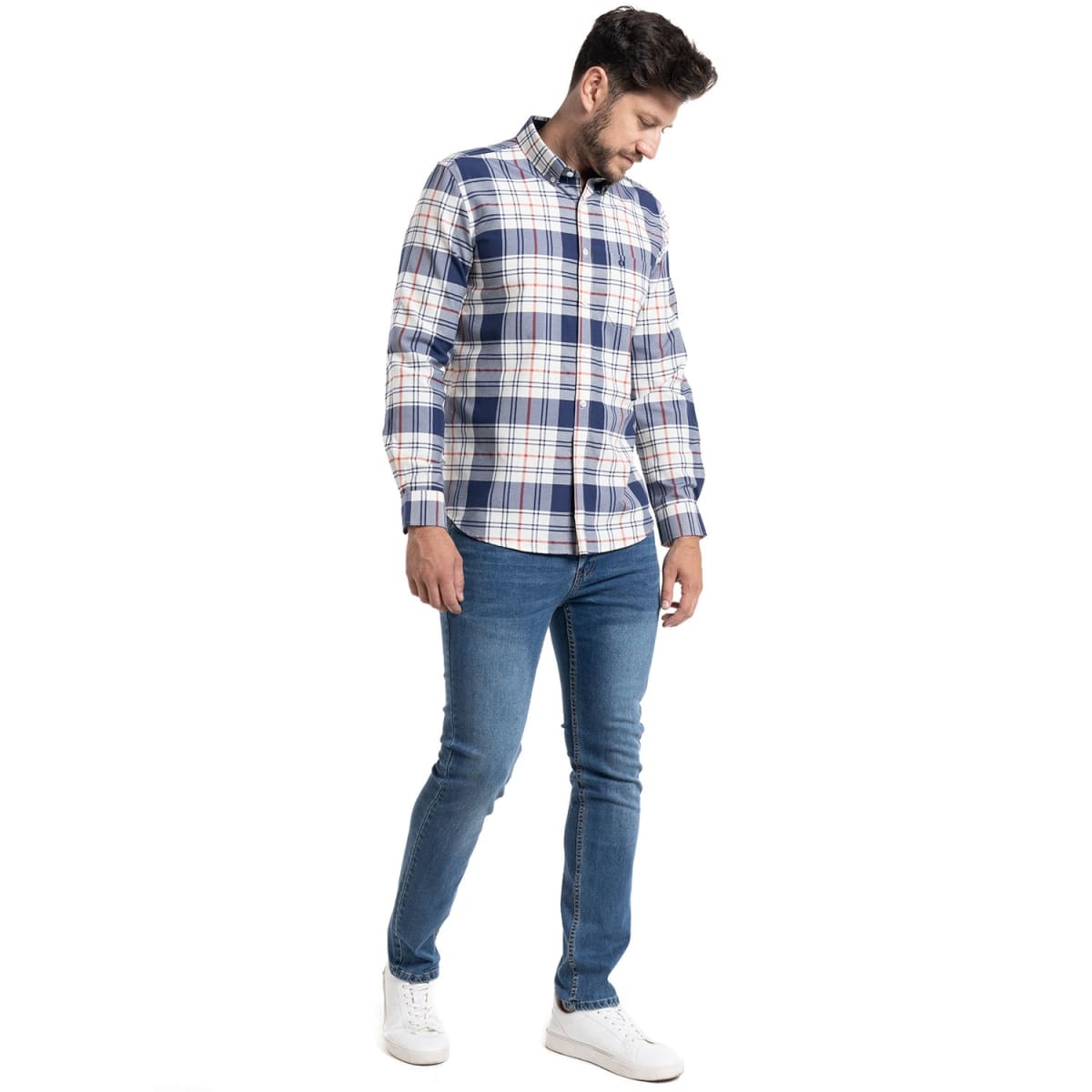 CAMISA OXFORD CUADROS PARA HOMBRE AZUL FRANCIA I5404N5754