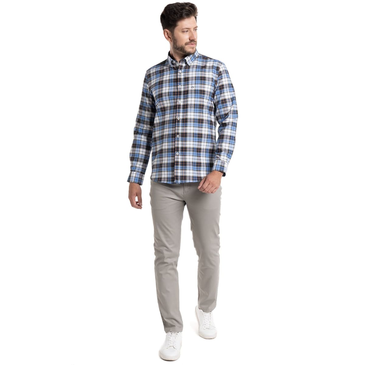 CAMISA OXFORD CUADROS PARA HOMBRE AZUL I5404N5774