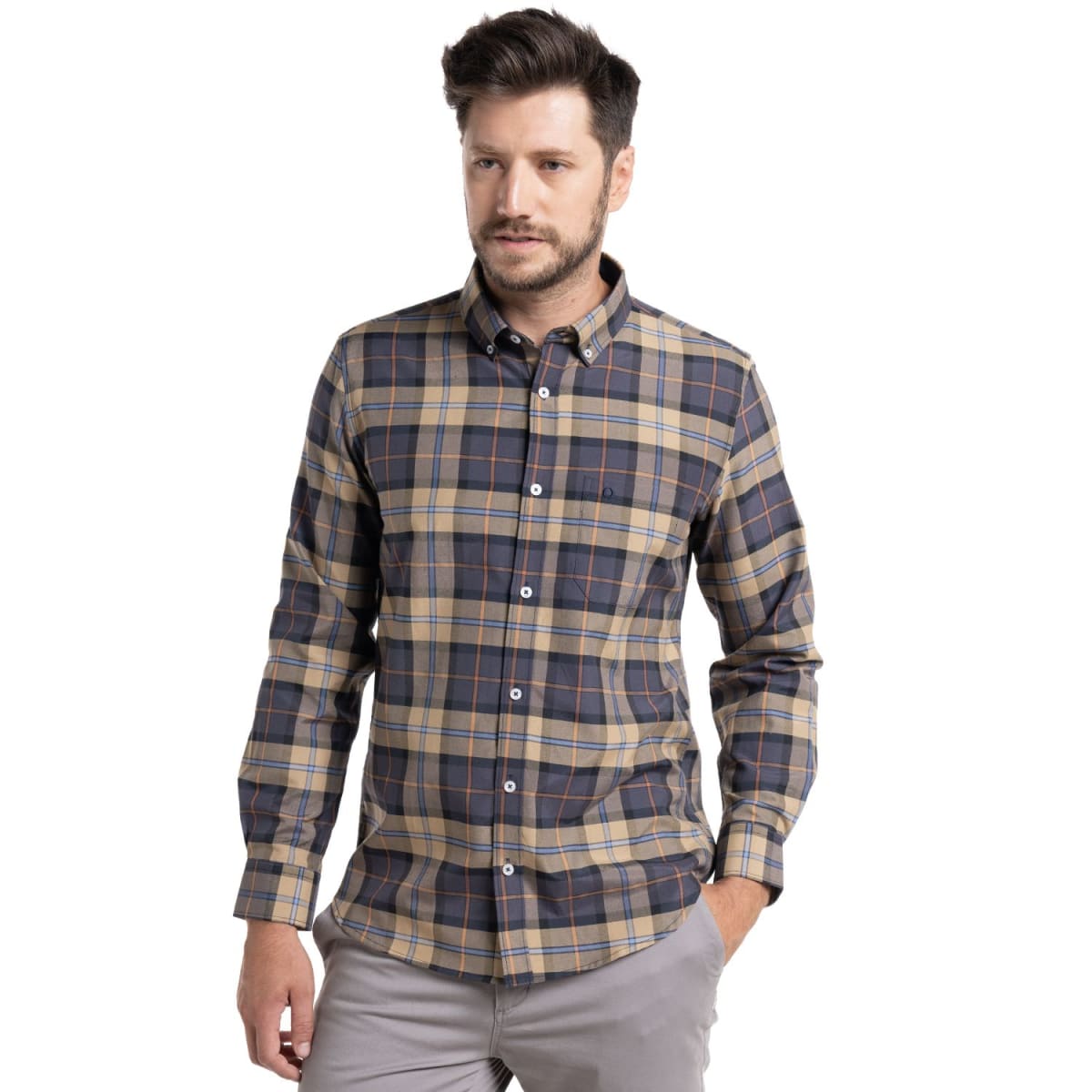 CAMISA OXFORD CUADROS LEON. PTI501404N5901
