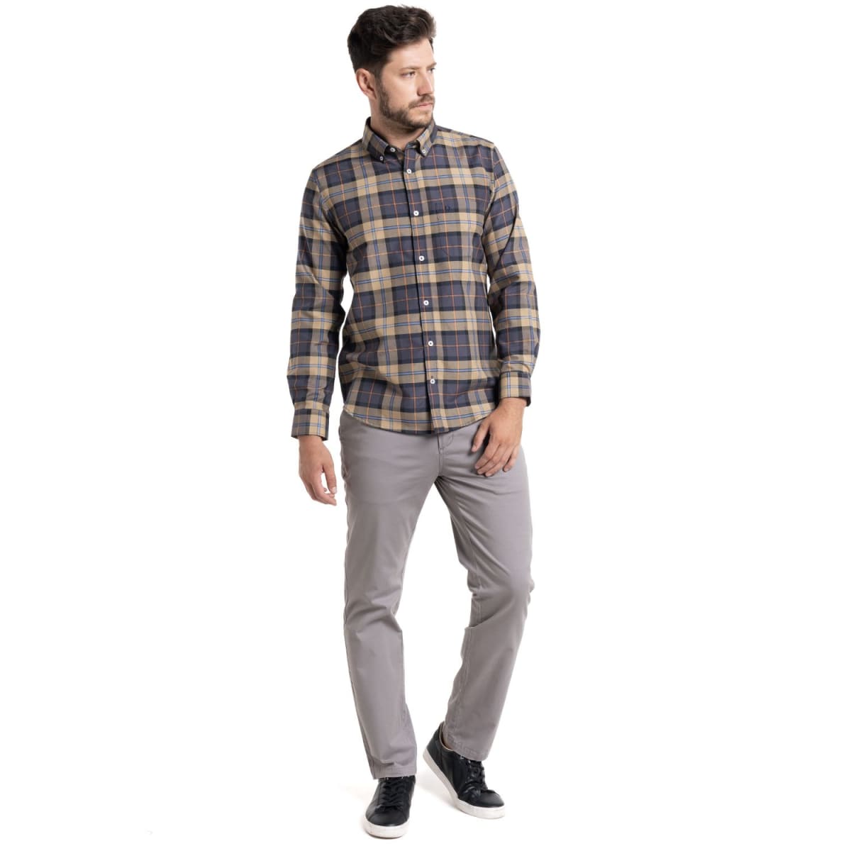 CAMISA OXFORD CUADROS LEON. PTI501404N5904