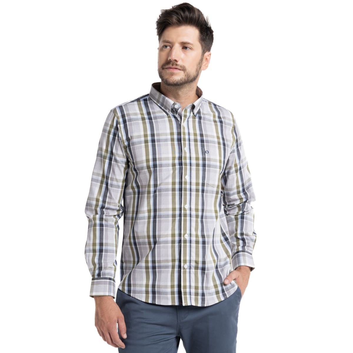 CAMISA A CUADROS PARA HOMBRE VERDE I5452N5121