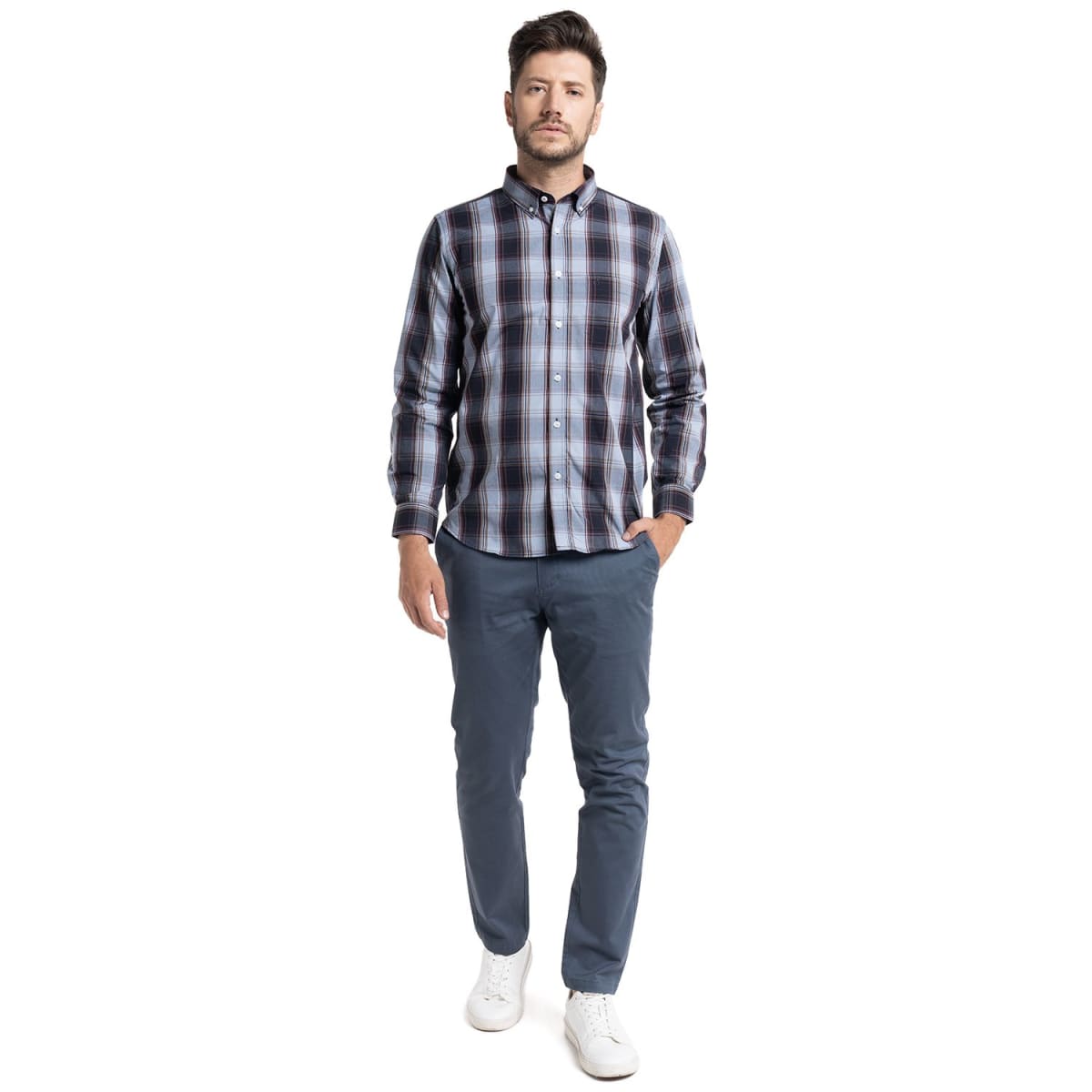 CAMISA A CUADROS PARA HOMBRE CELESTE I5452N5724