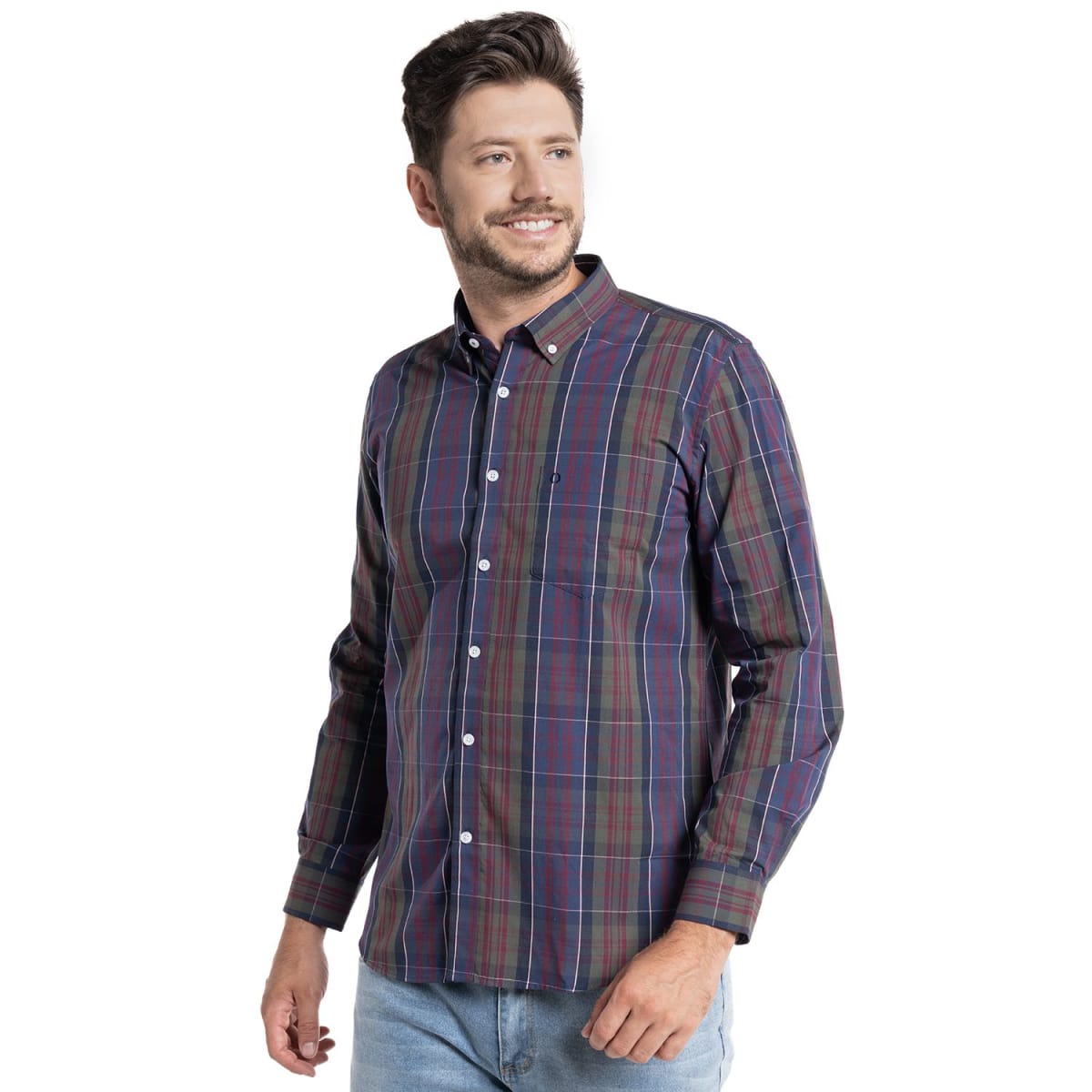 CAMISA A CUADROS PARA HOMBRE AZUL I5452N5771