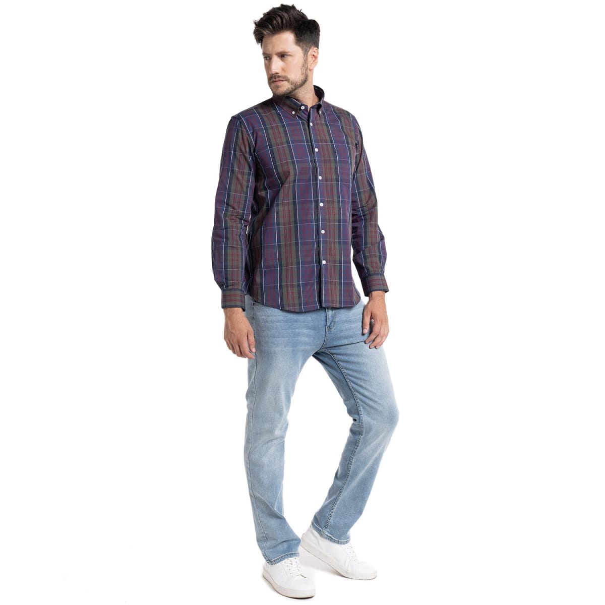 CAMISA A CUADROS PARA HOMBRE AZUL I5452N5774