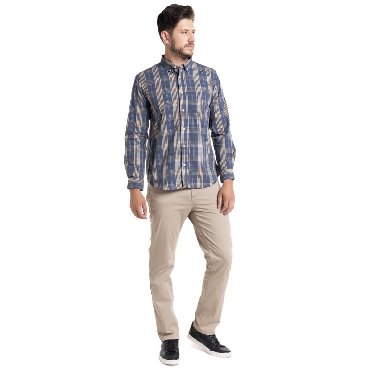 CAMISA A CUADROS PARA HOMBRE AZUL DENIM I5452N5844