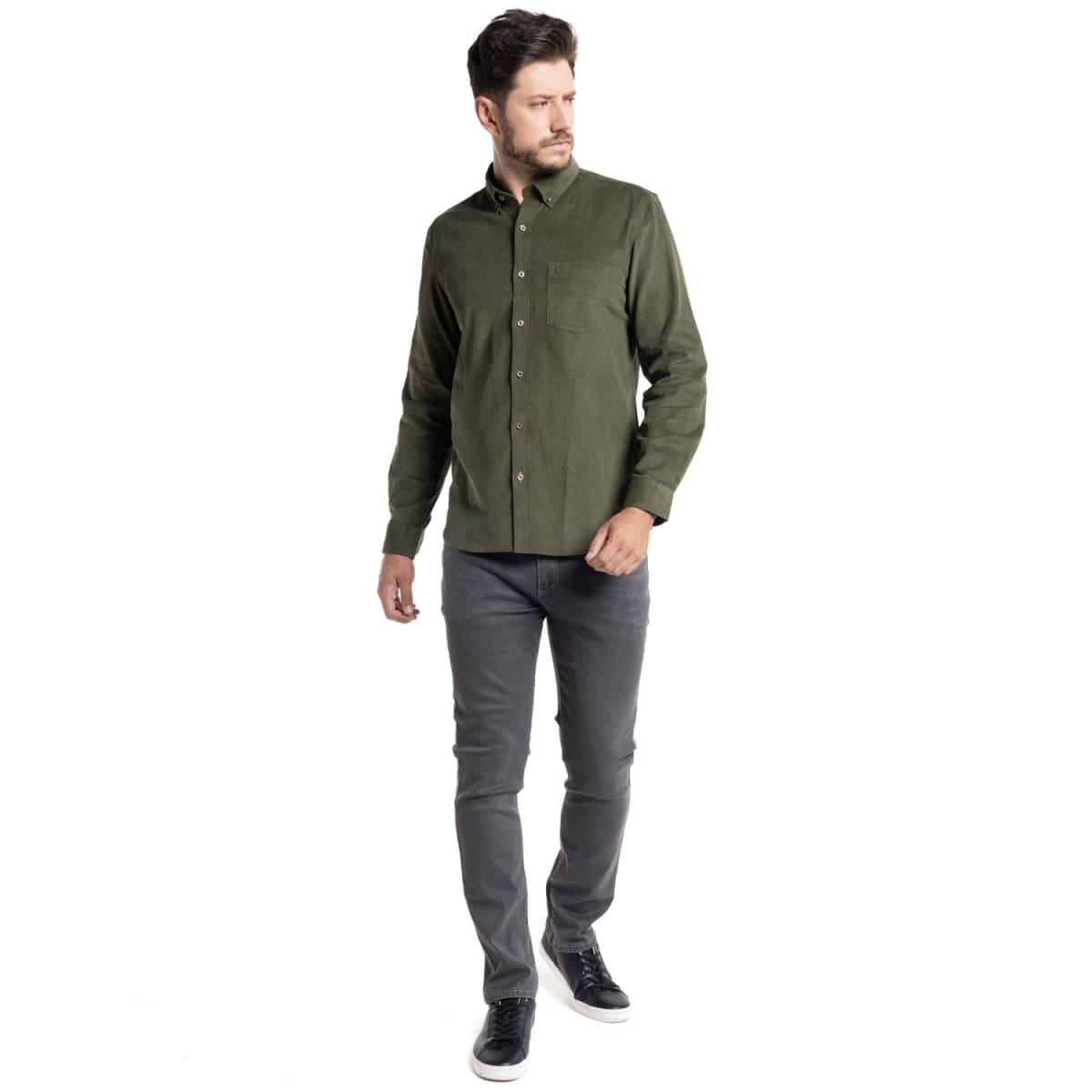 CAMISA COTELE PARA HOMBRE VERDE OSCURO I5960N0134