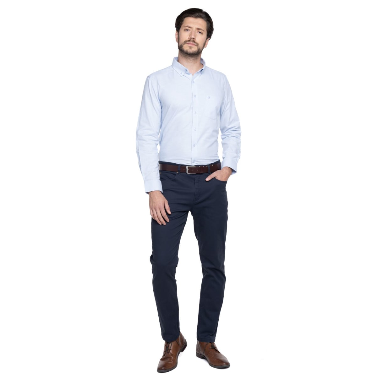 CAMISA MANGA LARGA HOMBRE OXFORD CELESTE LI017N0714