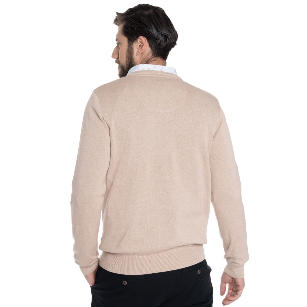 SWEATER CUELLO V PARA HOMBRE BEIGE LI000M0312