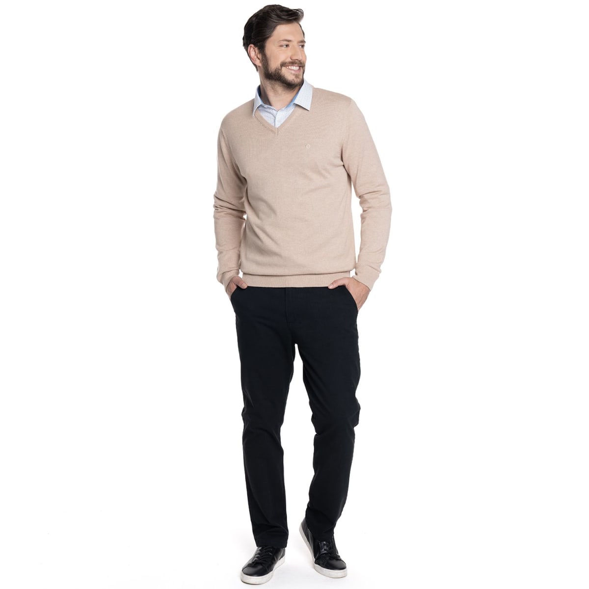 SWEATER CUELLO V PARA HOMBRE BEIGE LI000M0314