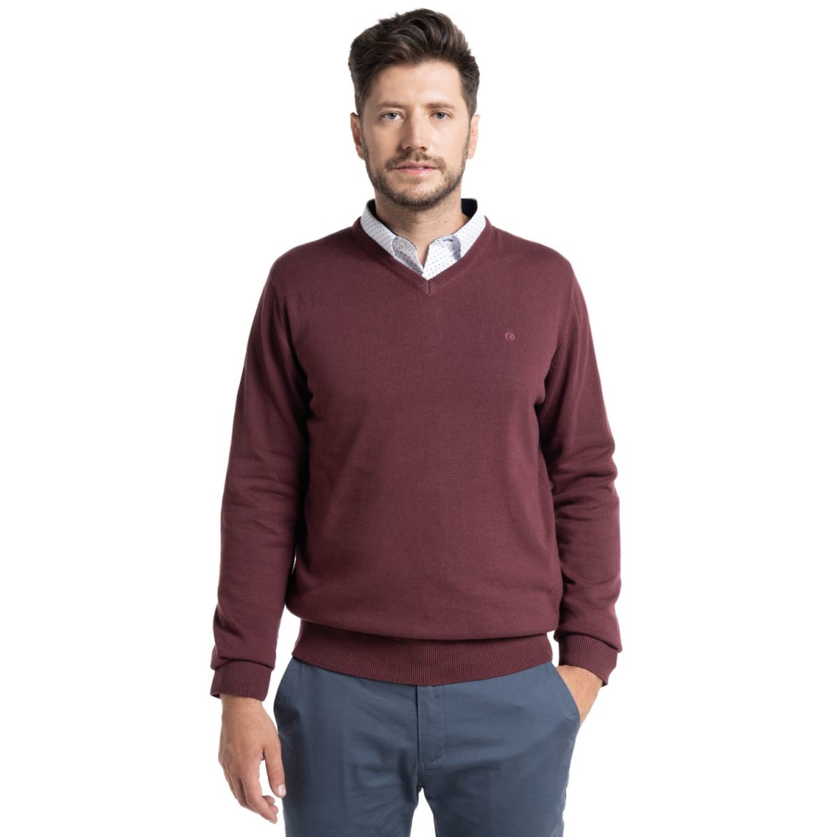 SWEATER CUELLO V PARA HOMBRE BURDEO LI000M0561