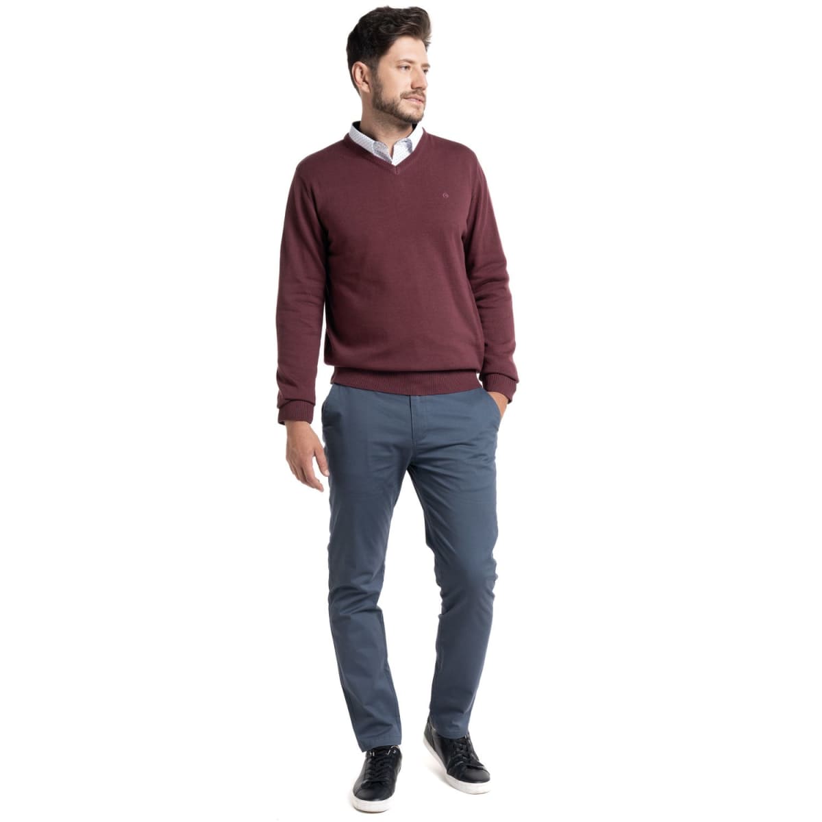 SWEATER CUELLO V PARA HOMBRE BURDEO LI000M0564