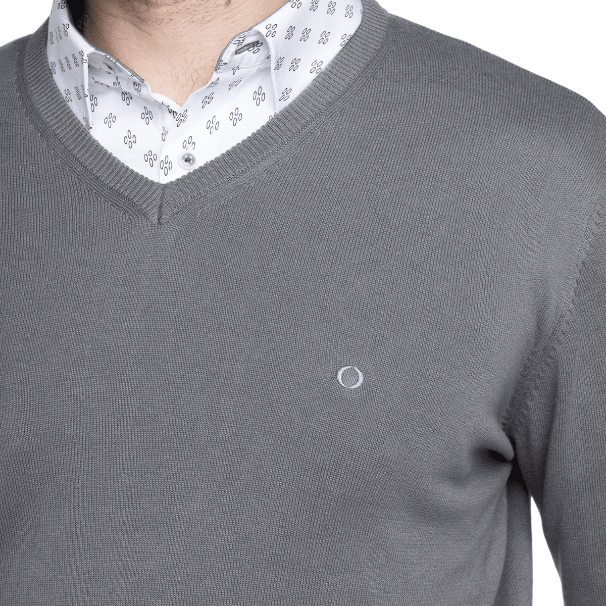 SWEATER CUELLO EN V ALGODÓN GRIS LI000N0043