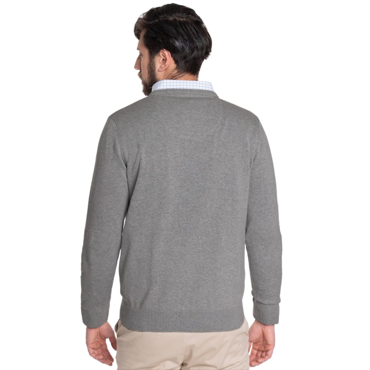 SWEATER CUELLO EN V ALGODÓN GRIS LI000N0072