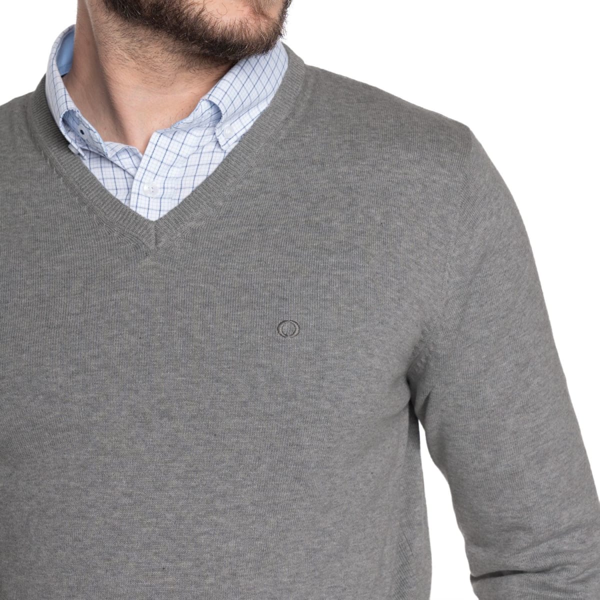 SWEATER CUELLO EN V ALGODÓN GRIS LI000N0073