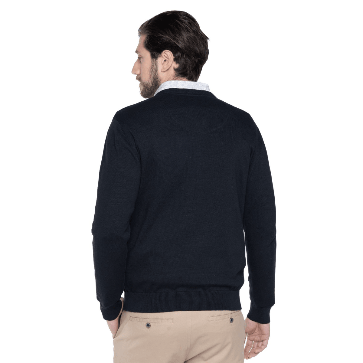 SWEATER CUELLO EN V ALGODÓN NEGRO LI000N0092