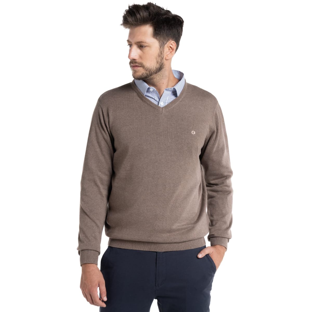 SWEATER CUELLO V PARA HOMBRE CAFE LI000M0331