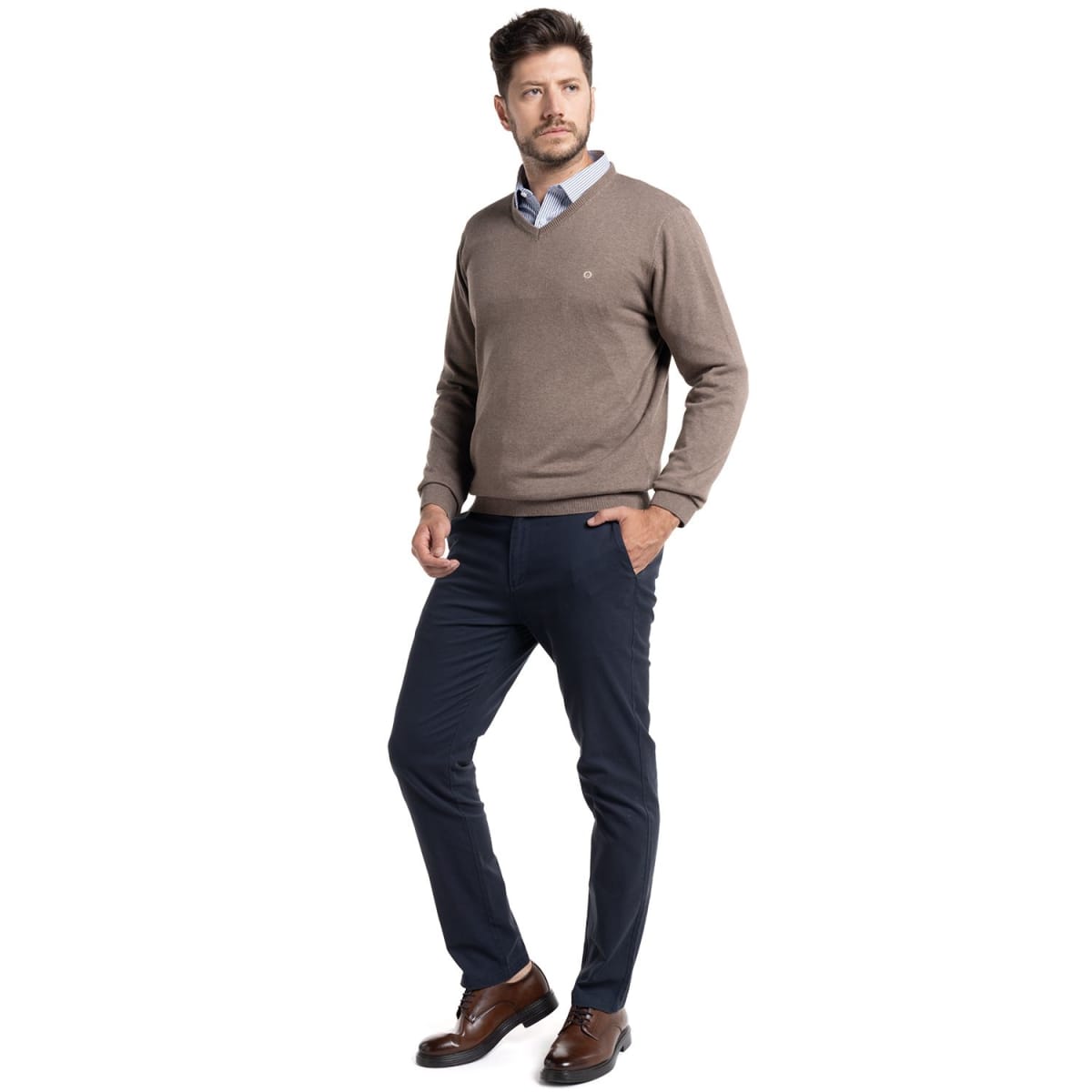 SWEATER CUELLO V PARA HOMBRE CAFE LI000M0334