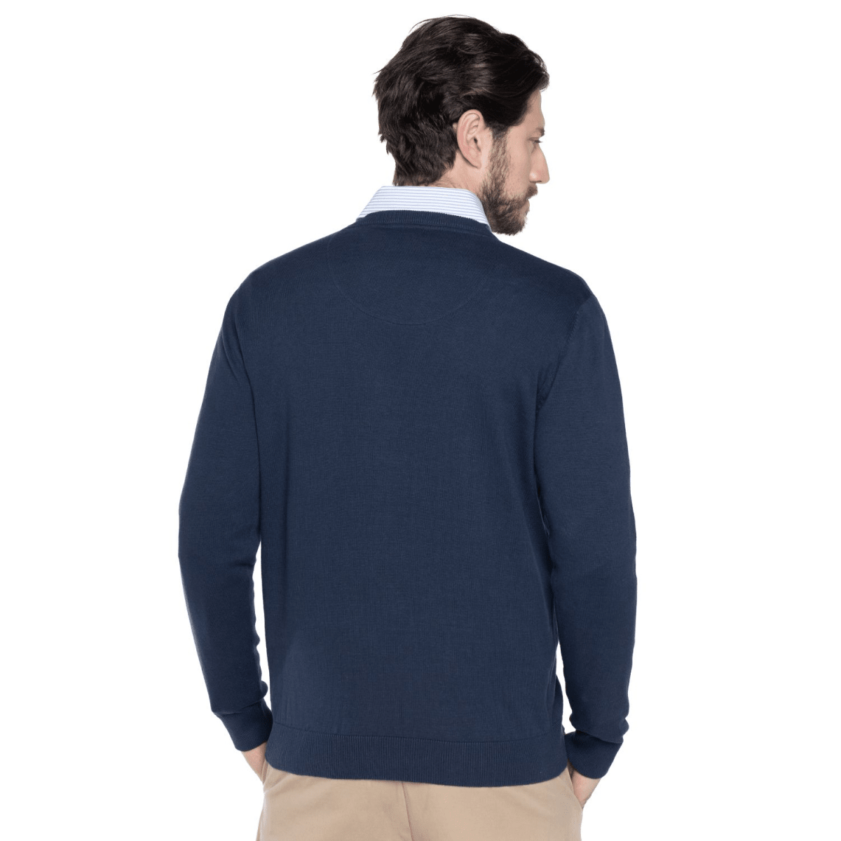 SWEATER CUELLO EN V ALGODÓN AZUL MARINO LI000N0792