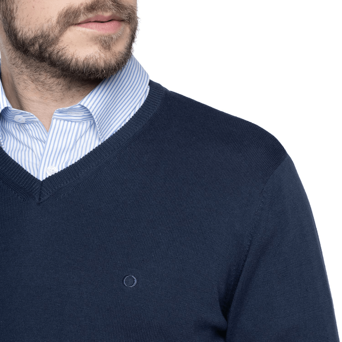 SWEATER CUELLO EN V ALGODÓN AZUL MARINO LI000N0793