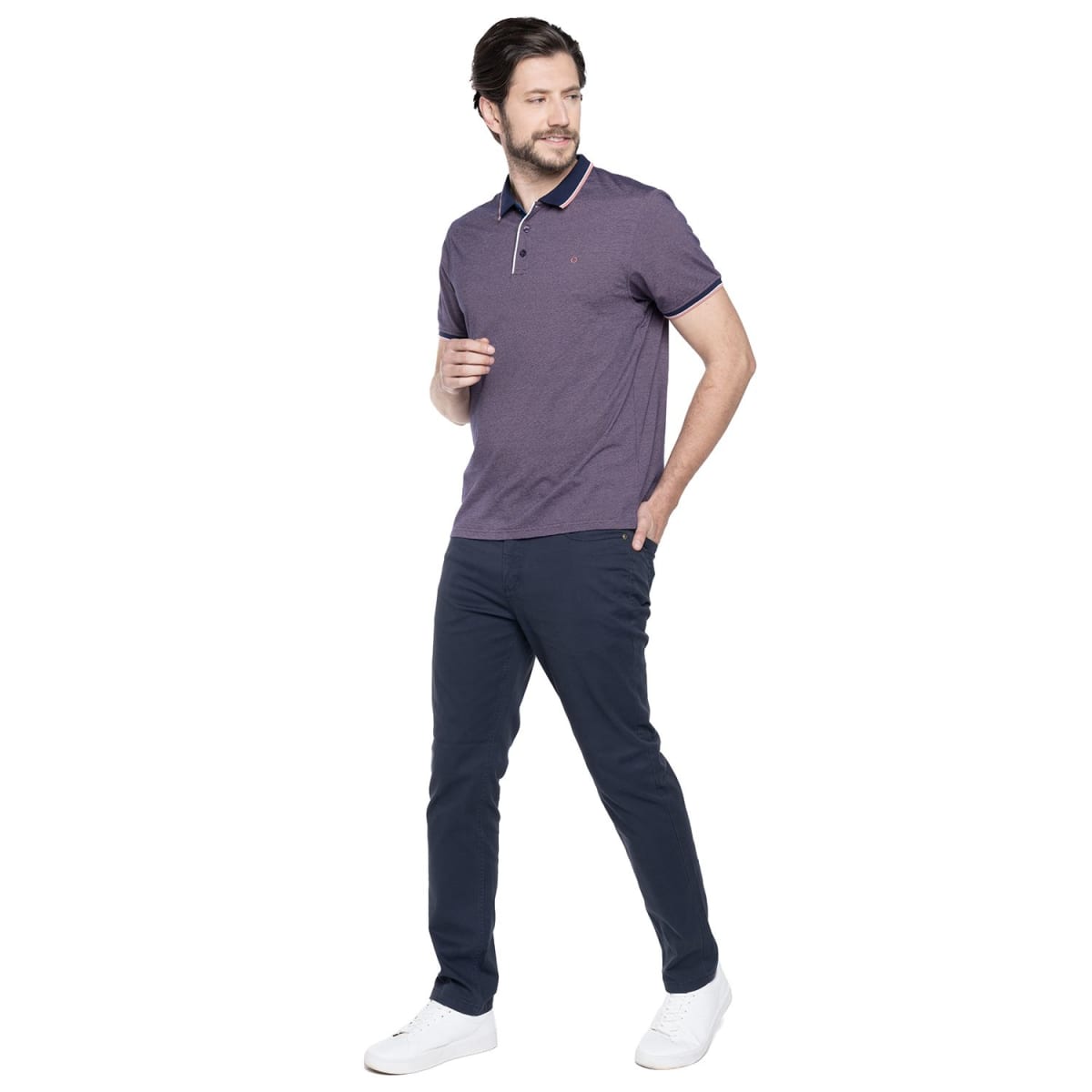 POLERA POLO MANGA CORTA HOMBRE ROSADO OSCURO V5110N0524