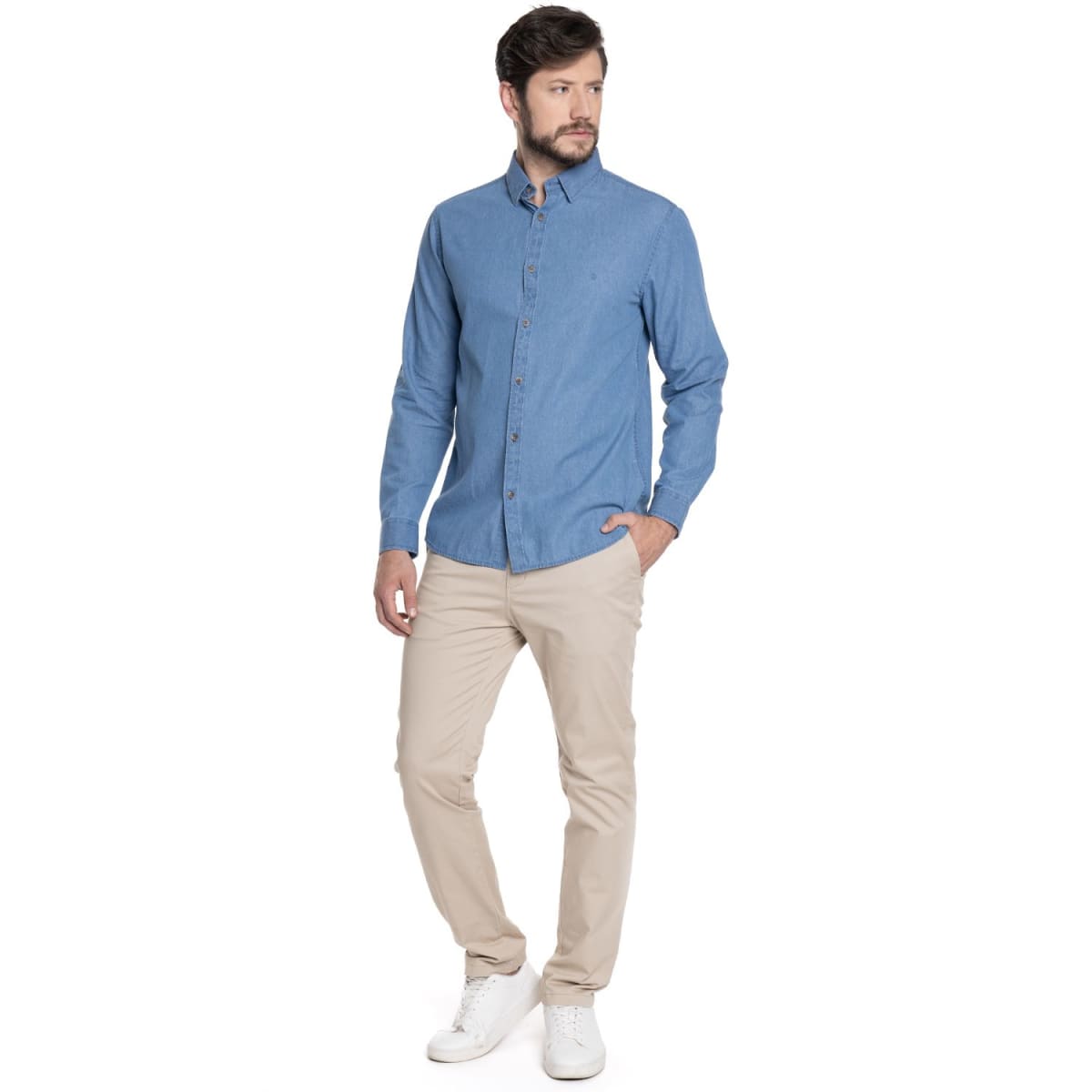 CAMISA DENIM PARA HOMBRE AZUL CLARO DENIM V6010N0894