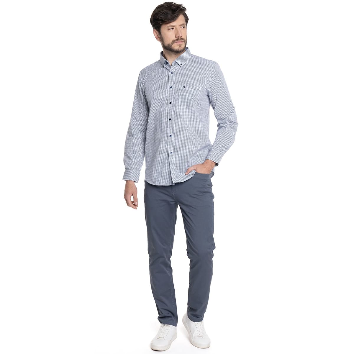 CAMISA TREVIRA A CUADROS PARA HOMBRE AZUL V6053N5774