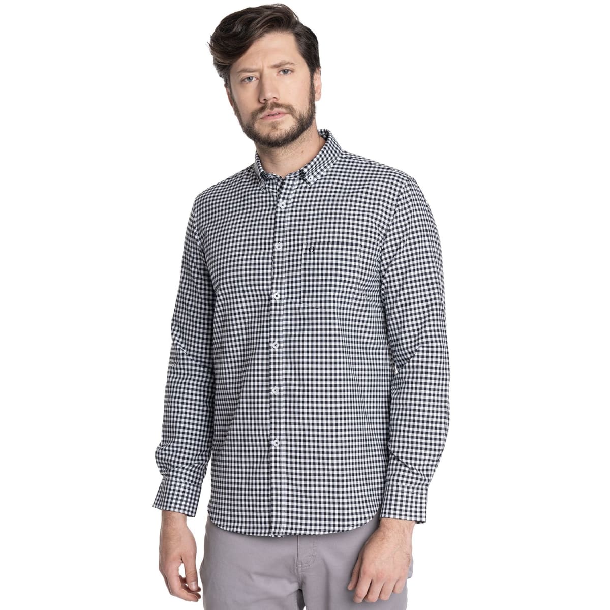 CAMISA A CUADROS PARA HOMBRE NEGRO V6070N5091