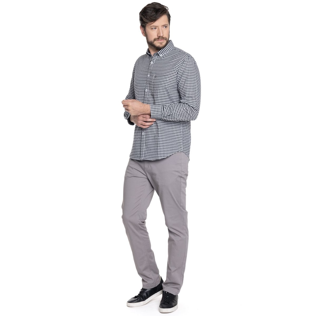 CAMISA A CUADROS PARA HOMBRE NEGRO V6070N5094