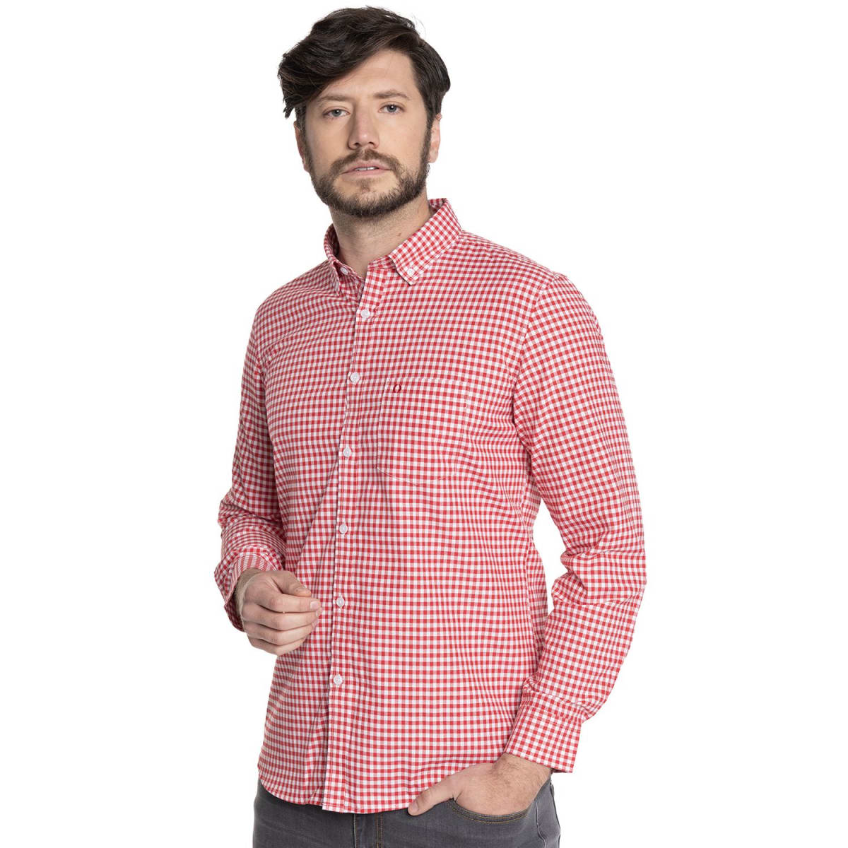 CAMISA A CUADROS PARA HOMBRE ROJO V6070N5541