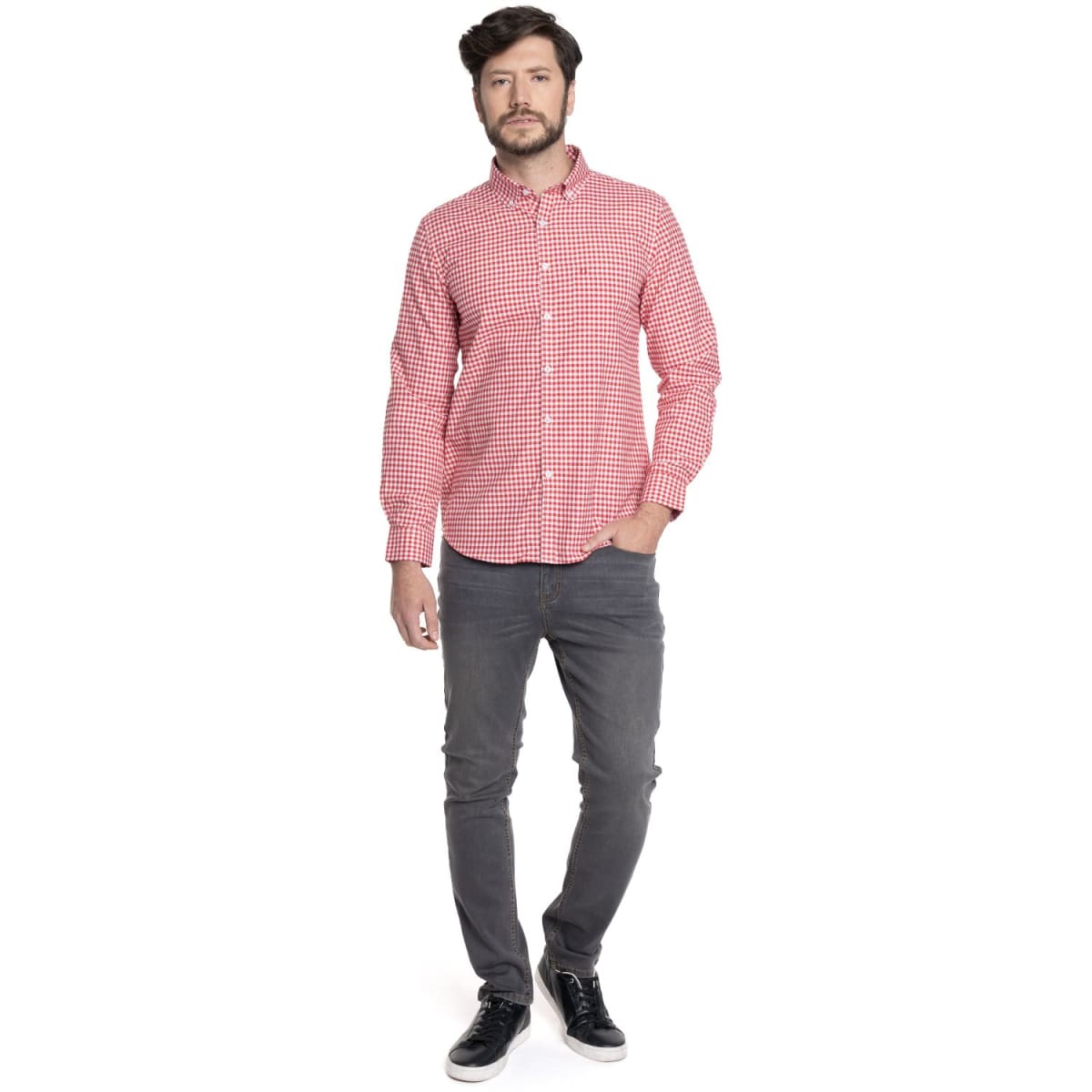 CAMISA A CUADROS PARA HOMBRE ROJO V6070N5544