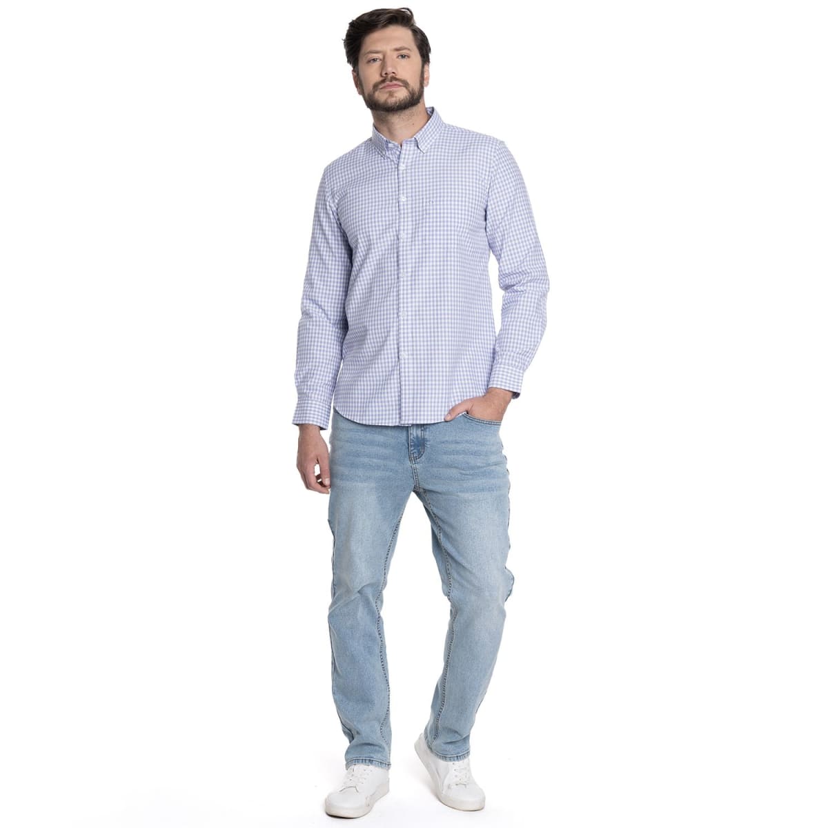CAMISA A CUADROS PARA HOMBRE LILA V6070N5604