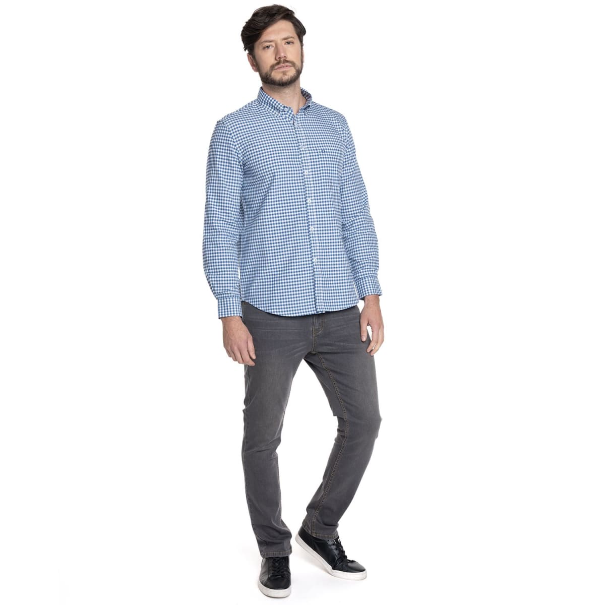 CAMISA A CUADROS PARA HOMBRE AZUL V6070N5774