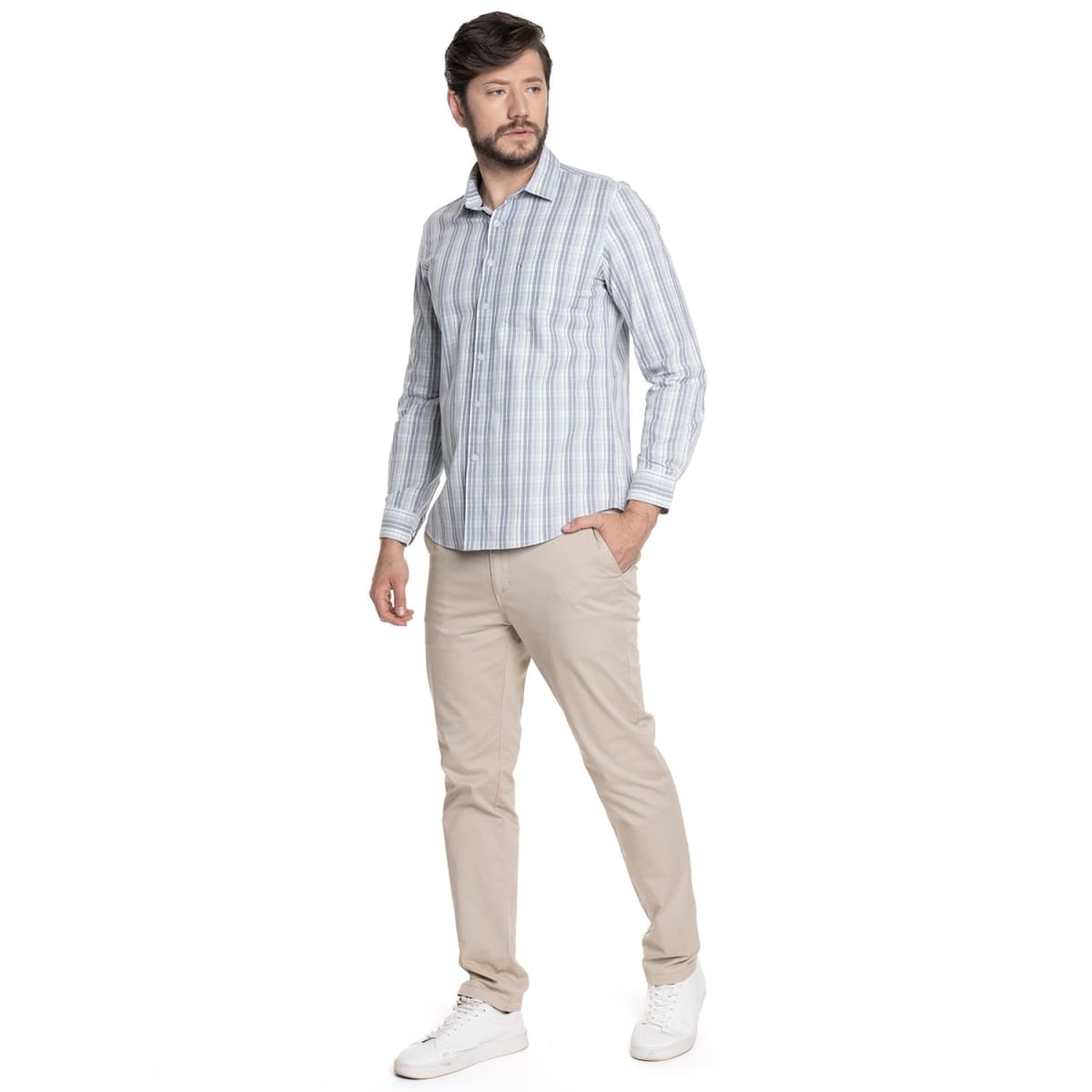 CAMISA ESCOCESA PARA HOMBRE CELESTE V6081N5704